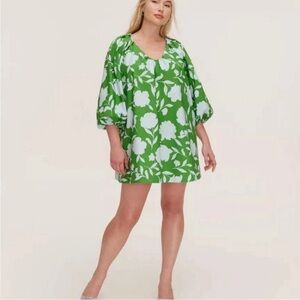 Kate Spade X Target Rose Poplin Green Long Sleeve Mini Dress NWT
